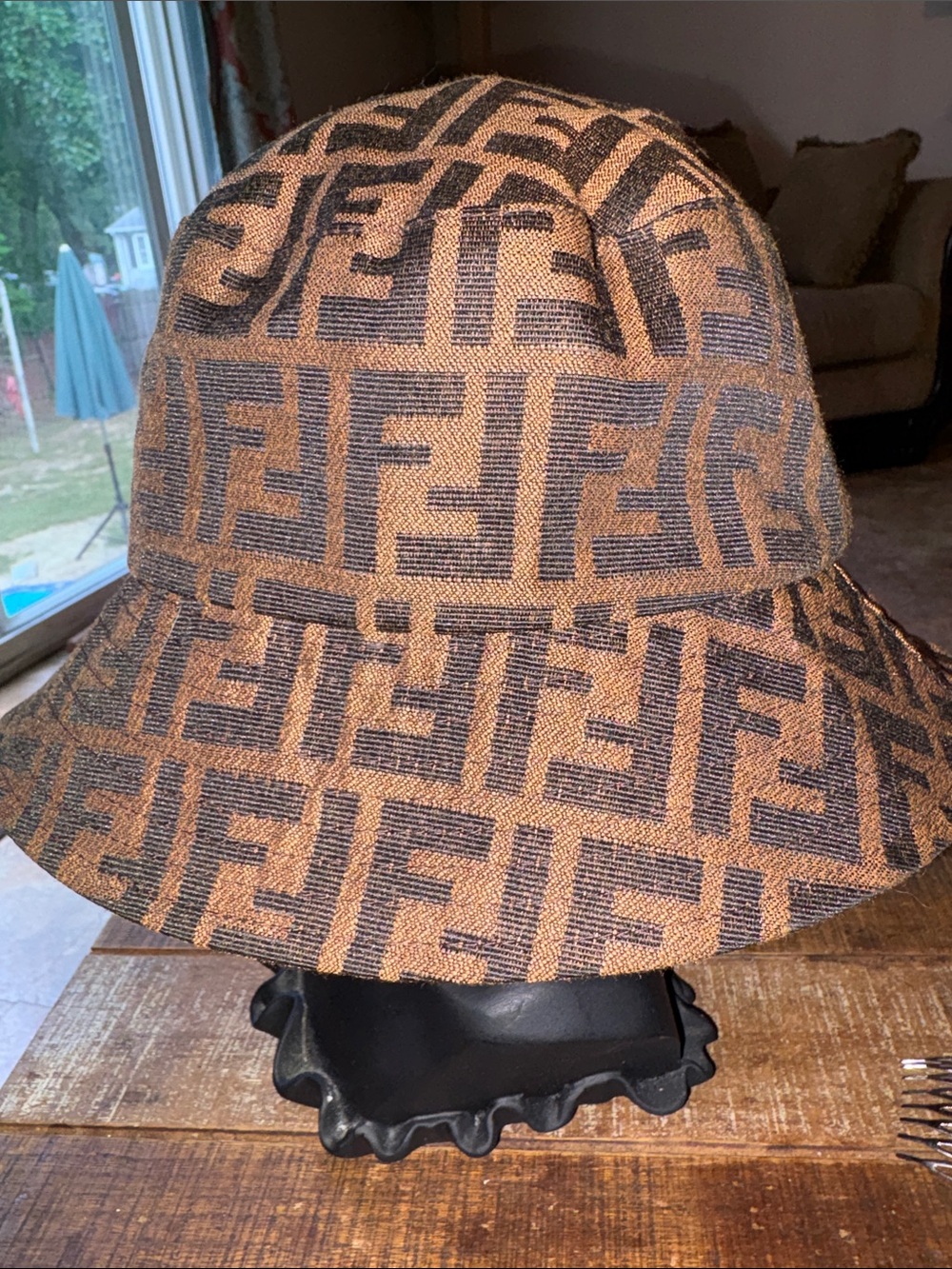 Fendi Brown & Black FF Logo Bucket Hat